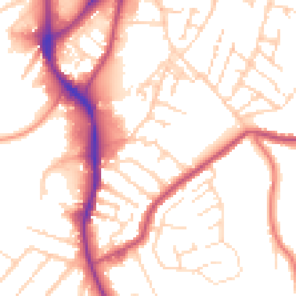 Daytime road noise heatmap for NG18 4BR