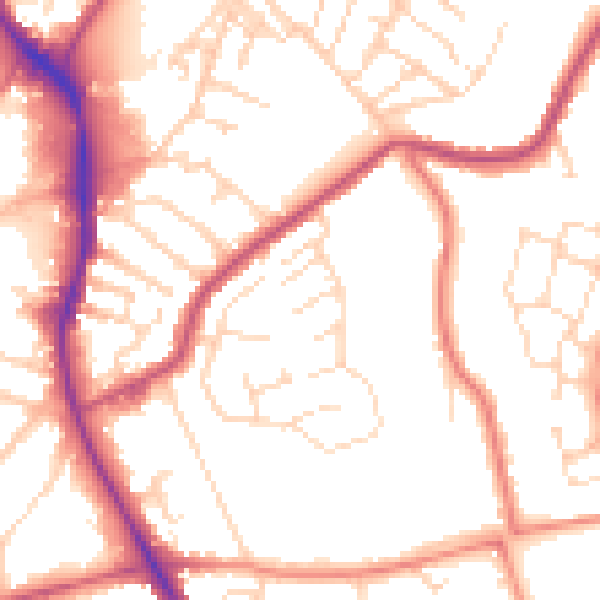 Daytime road noise heatmap for NG18 4DN