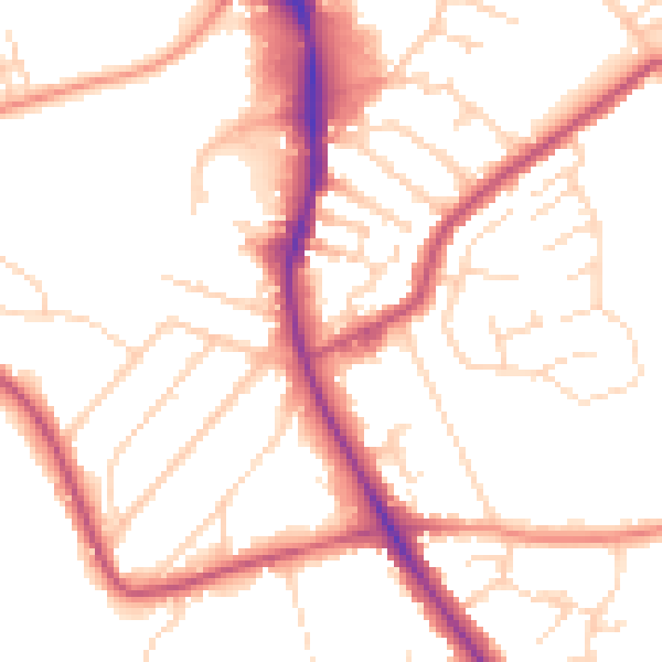 Daytime road noise heatmap for NG18 4FX