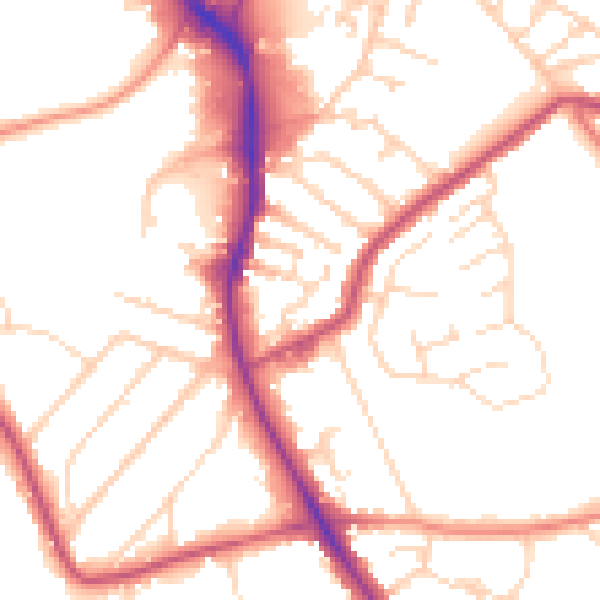 Daytime road noise heatmap for NG18 4FY