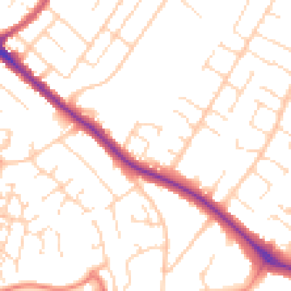 Daytime road noise heatmap for NG18 4HG