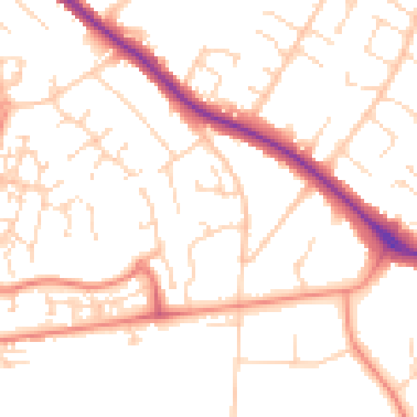 Daytime road noise heatmap for NG18 4HS