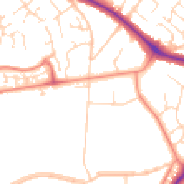 Daytime road noise heatmap for NG18 4JW