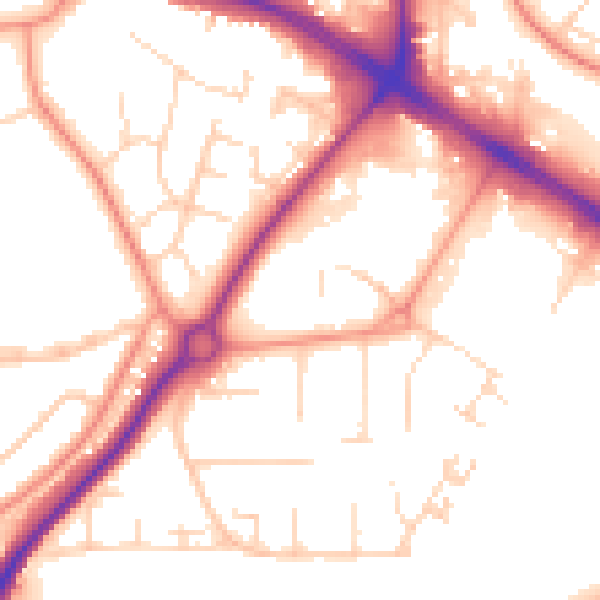 Daytime road noise heatmap for NG18 4LT