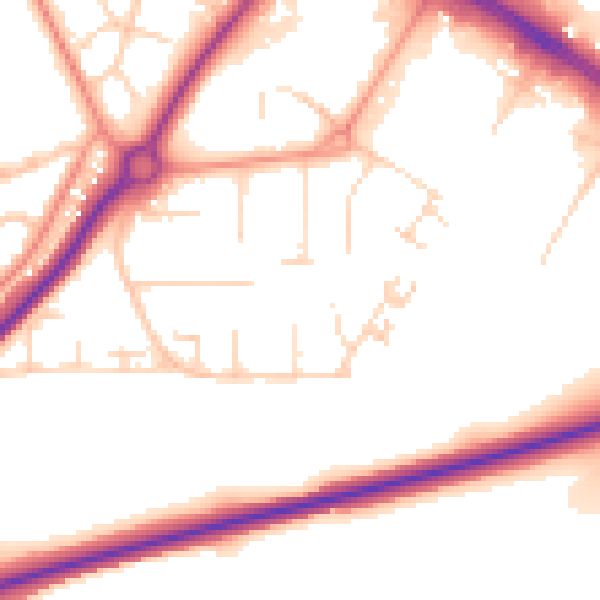 Daytime road noise heatmap for NG18 4QA