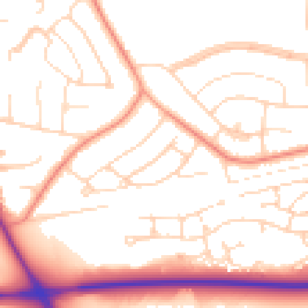 Daytime road noise heatmap for NG18 4QL