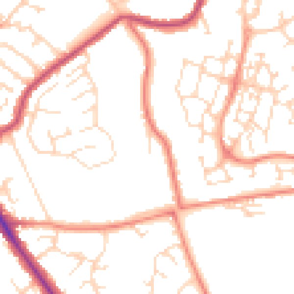 Daytime road noise heatmap for NG18 4RS