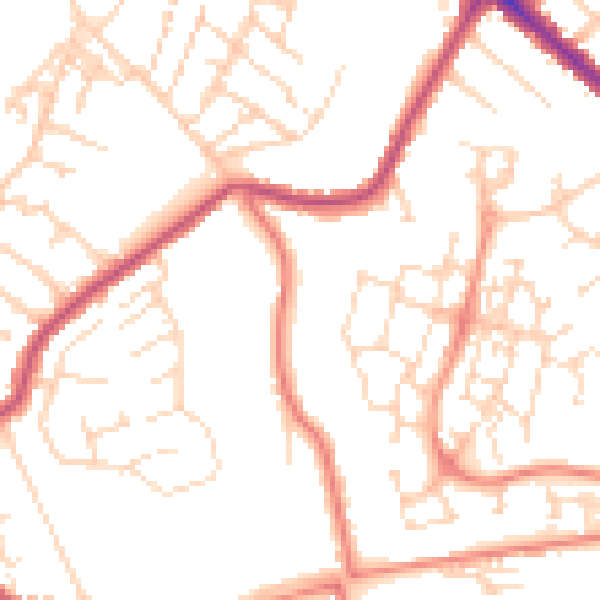 Daytime road noise heatmap for NG18 4RU