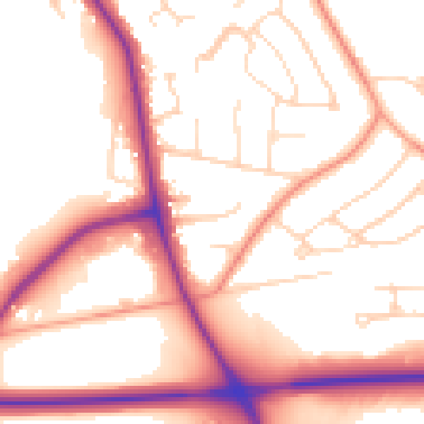 Daytime road noise heatmap for NG18 4SY