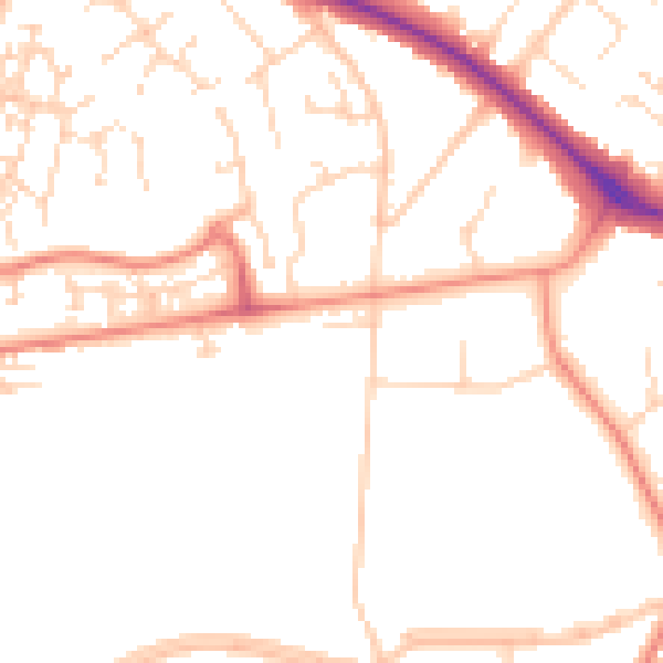 Daytime road noise heatmap for NG18 4WN