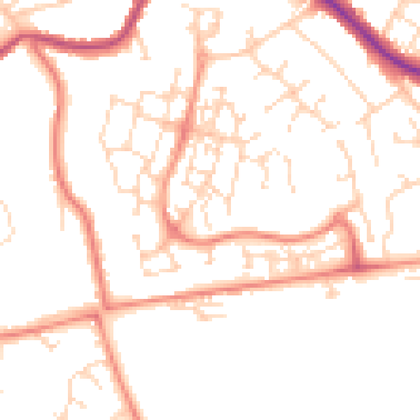 Daytime road noise heatmap for NG18 4XF