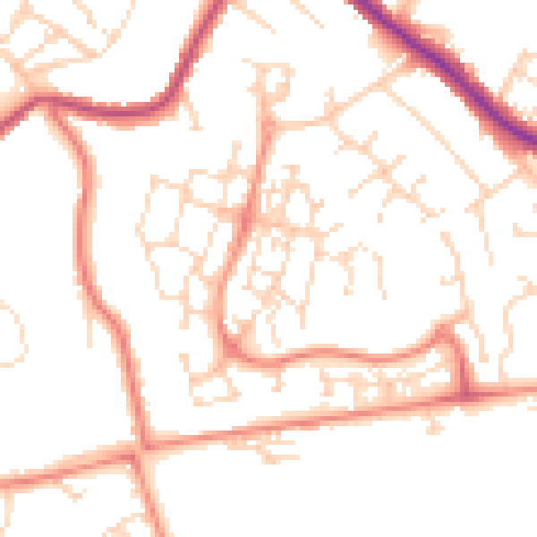 Daytime road noise heatmap for NG18 4XJ
