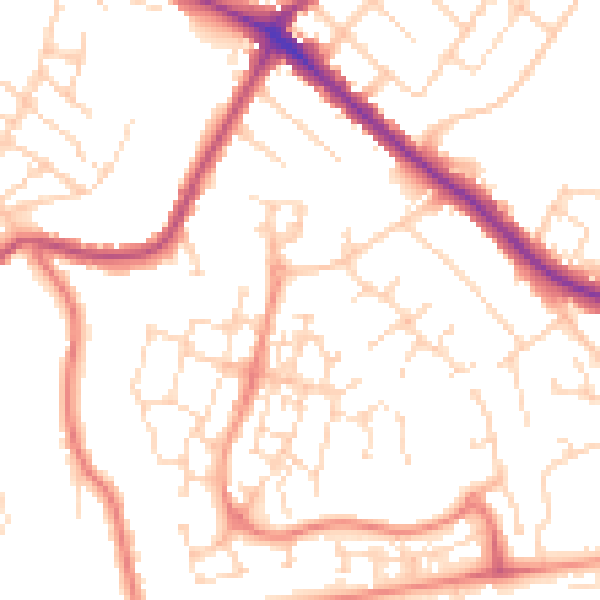 Daytime road noise heatmap for NG18 4XU