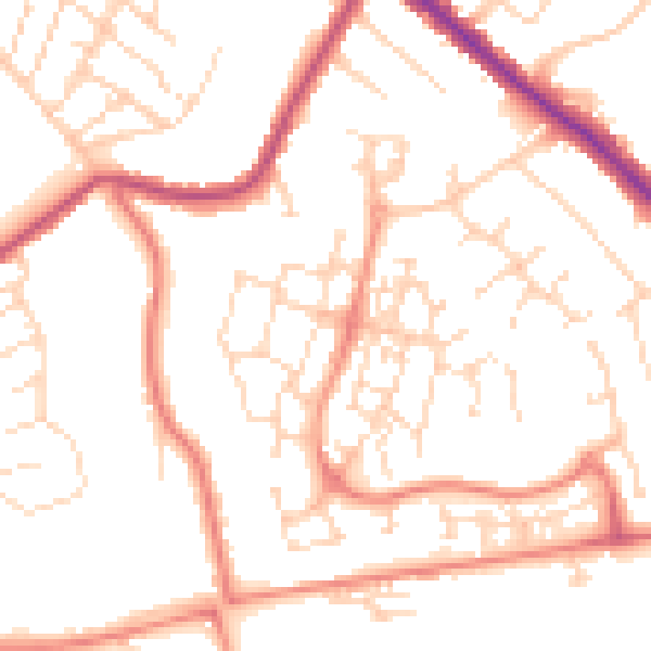 Daytime road noise heatmap for NG18 4YE