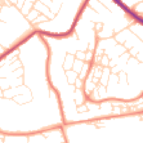 Daytime road noise heatmap for NG18 4YG