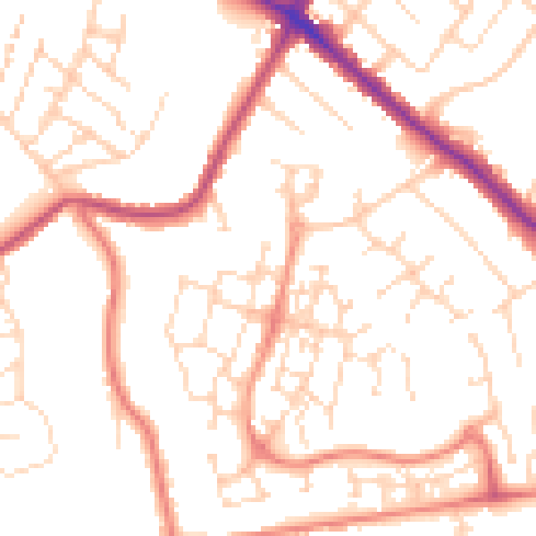 Daytime road noise heatmap for NG18 4YS