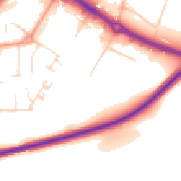 Daytime road noise heatmap for NG18 4ZE