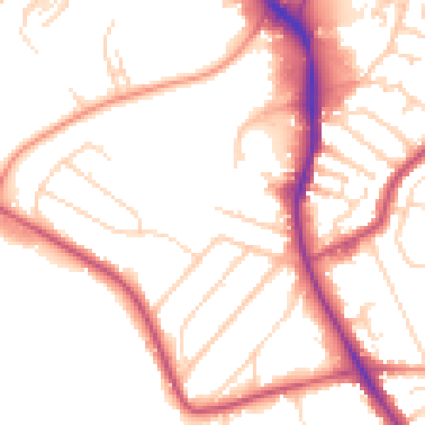 Daytime road noise heatmap for NG18 5AT