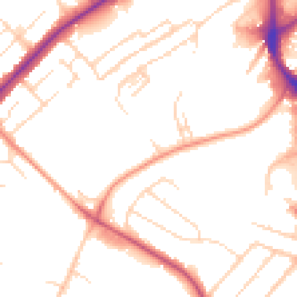 Daytime road noise heatmap for NG18 5DQ
