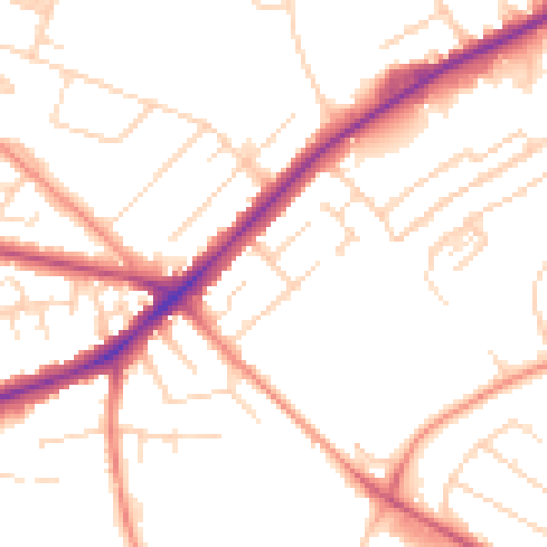 Daytime road noise heatmap for NG18 5EL