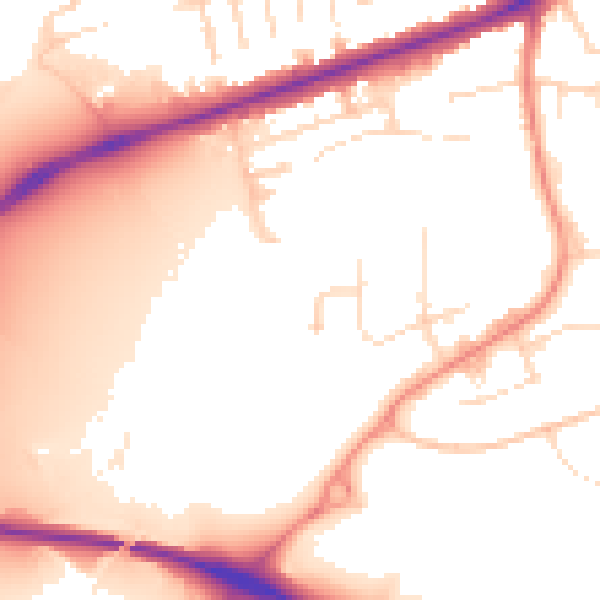 Daytime road noise heatmap for NG18 5EZ