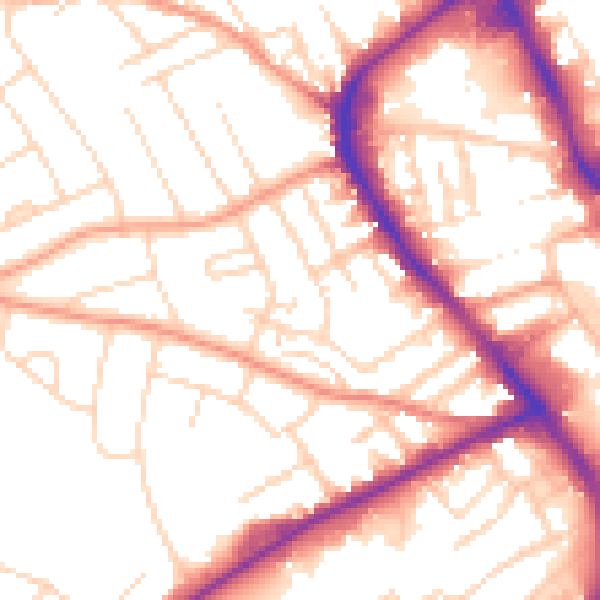 Daytime road noise heatmap for NG18 5FG