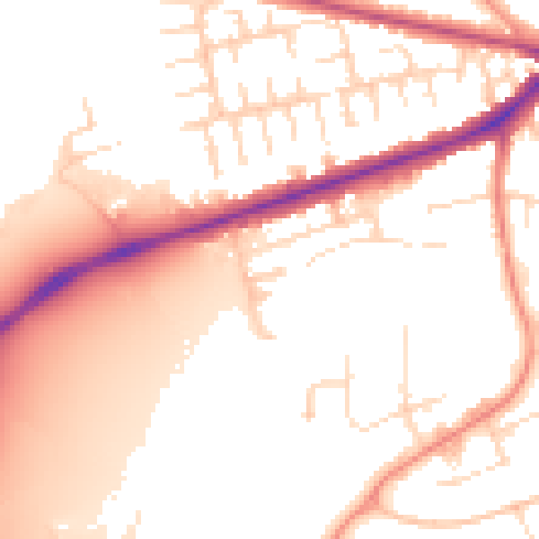 Daytime road noise heatmap for NG18 5HU