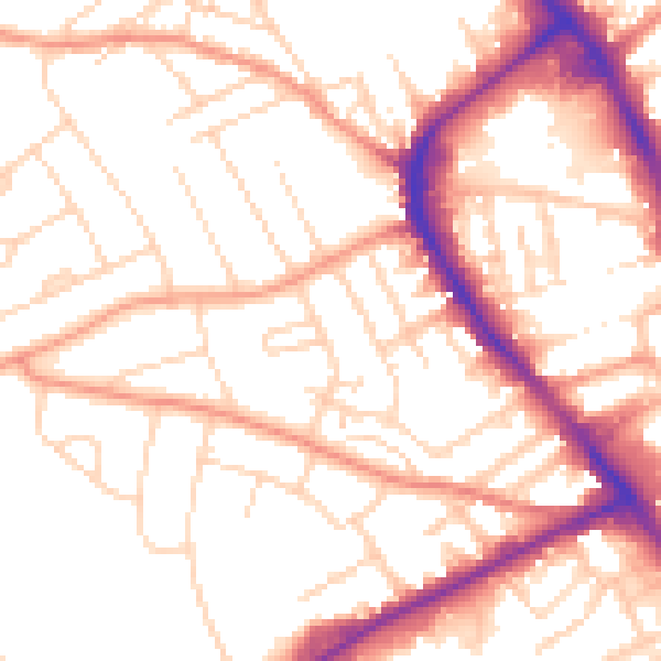 Daytime road noise heatmap for NG18 5JD
