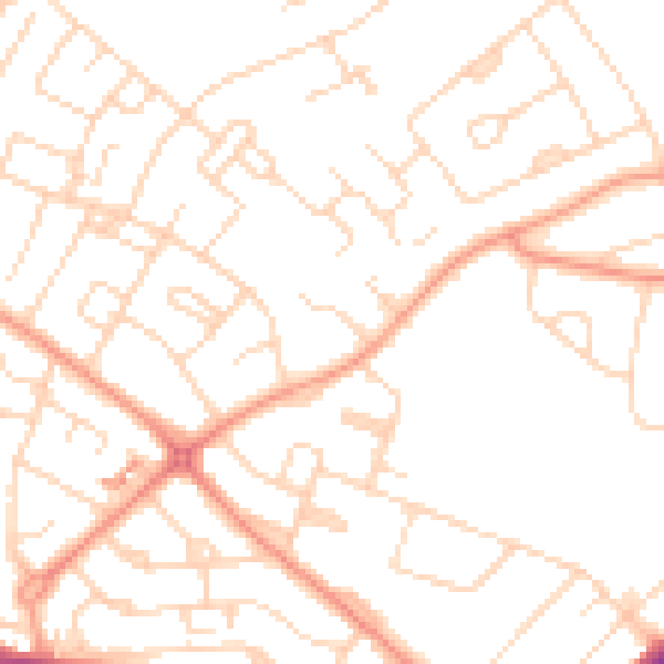 Daytime road noise heatmap for NG18 5JL
