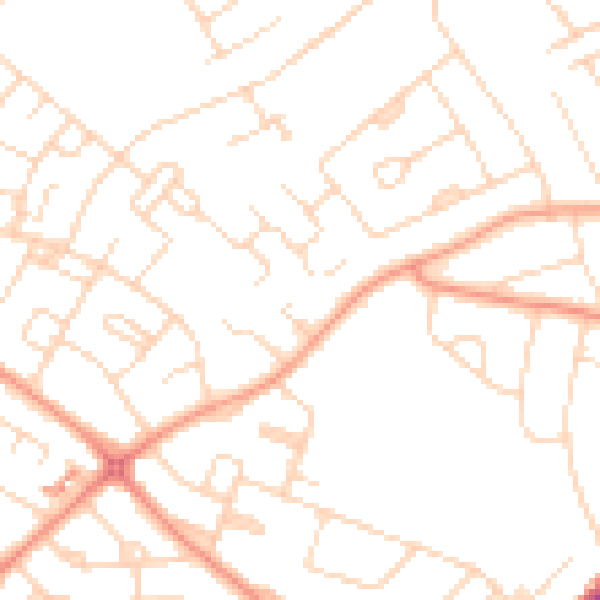 Daytime road noise heatmap for NG18 5JN