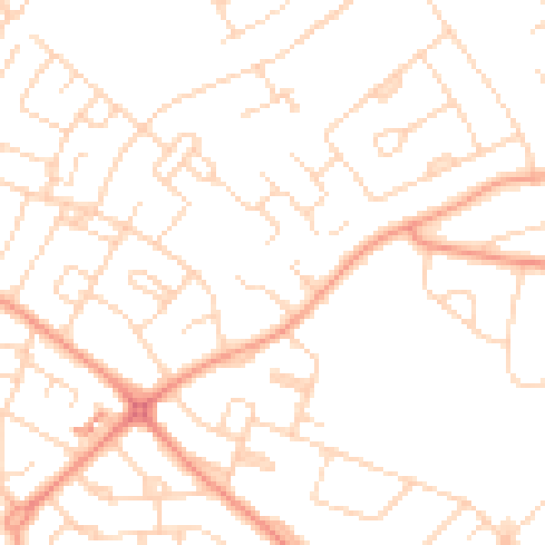 Daytime road noise heatmap for NG18 5JW