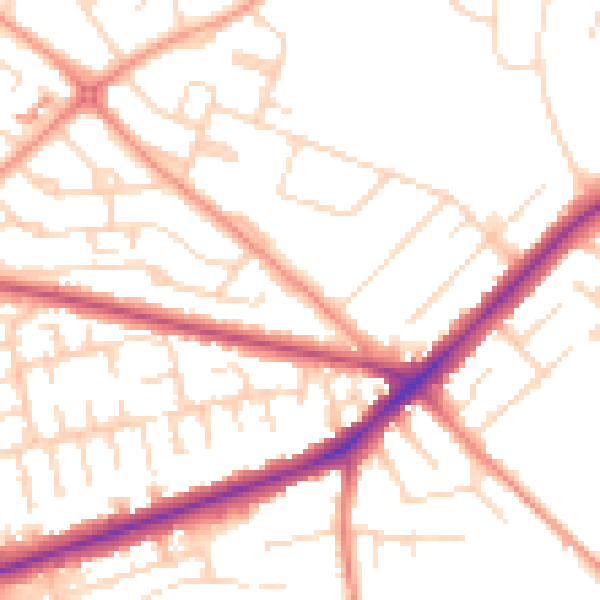 Daytime road noise heatmap for NG18 5LA