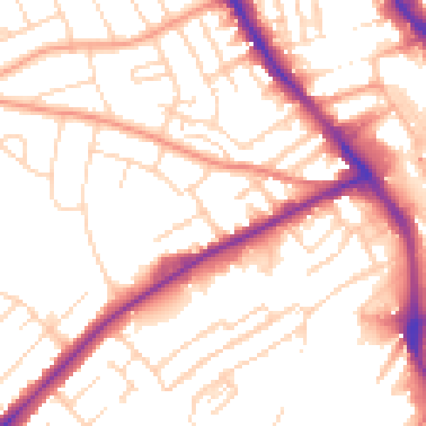 Daytime road noise heatmap for NG18 5LR