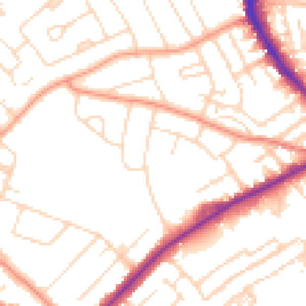 Daytime road noise heatmap for NG18 5NE