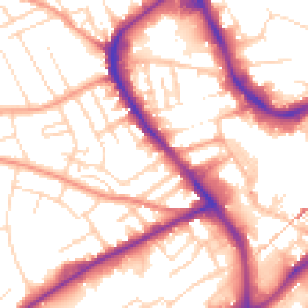 Daytime road noise heatmap for NG18 5NS