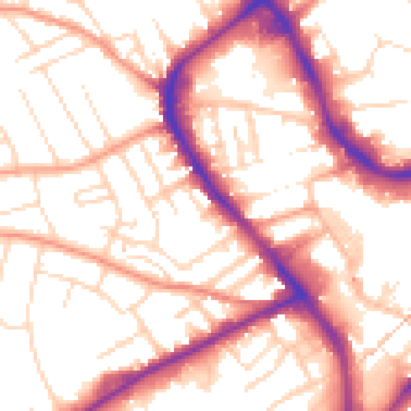 Daytime road noise heatmap for NG18 5NU