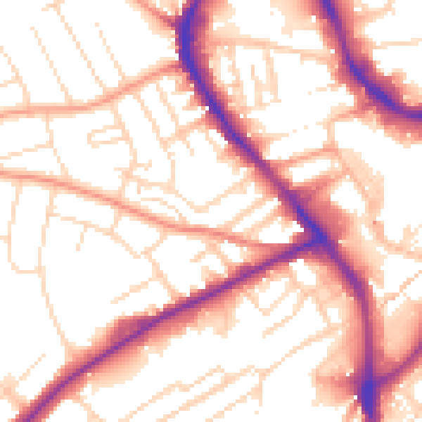 Daytime road noise heatmap for NG18 5PJ
