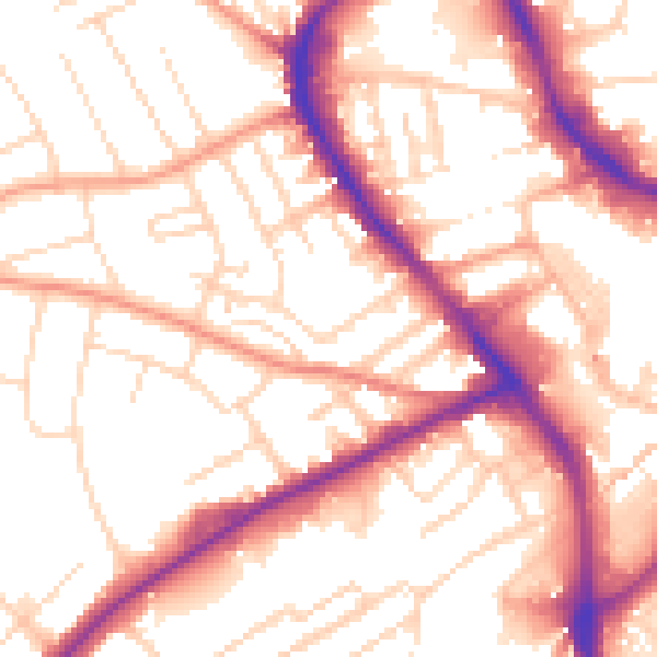 Daytime road noise heatmap for NG18 5PL