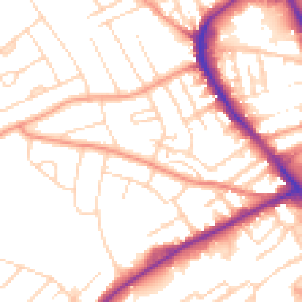 Daytime road noise heatmap for NG18 5PP