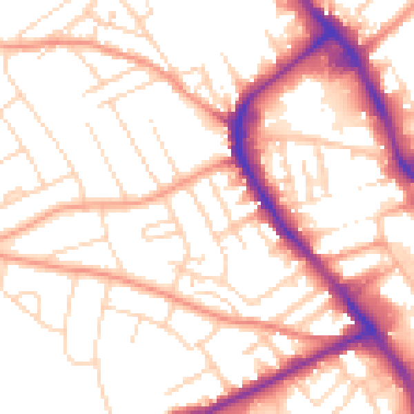 Daytime road noise heatmap for NG18 5PT