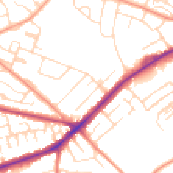 Daytime road noise heatmap for NG18 5QR