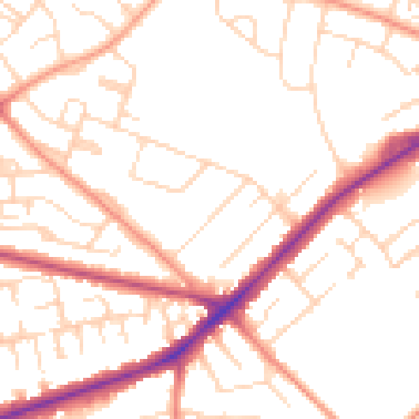 Daytime road noise heatmap for NG18 5QT