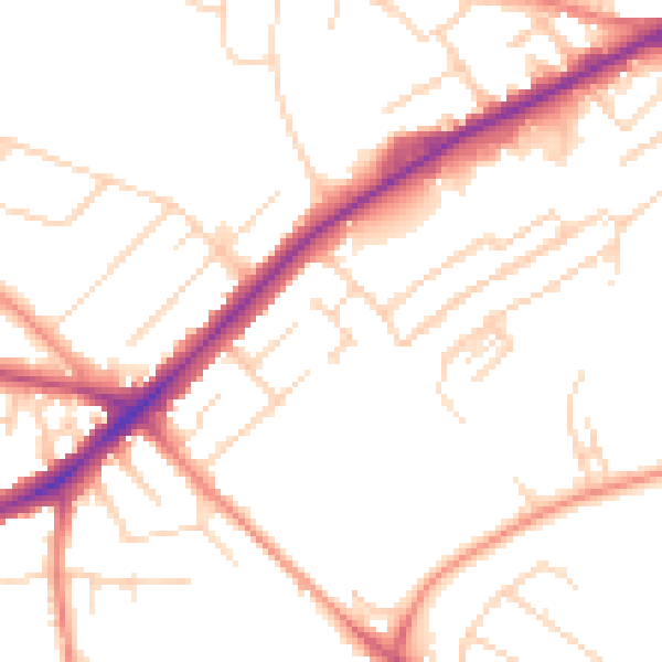 Daytime road noise heatmap for NG18 5RS
