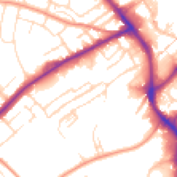 Daytime road noise heatmap for NG18 5RY