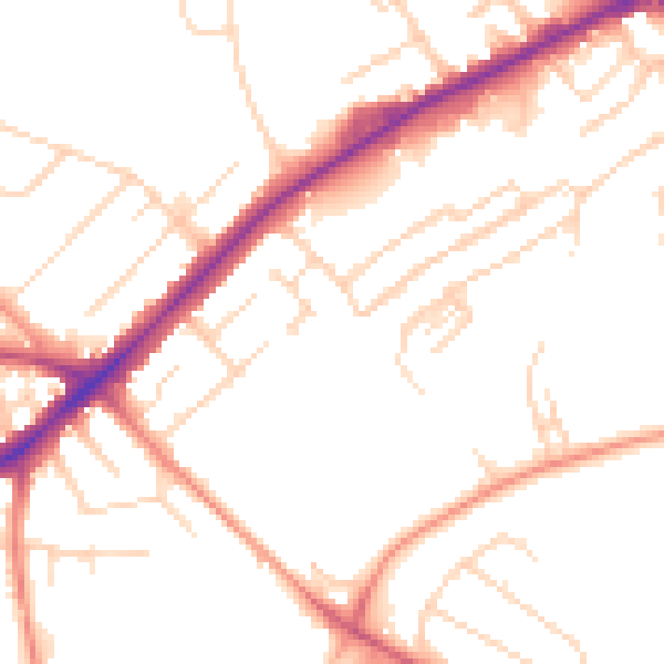 Daytime road noise heatmap for NG18 5TR