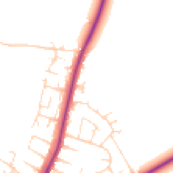 Daytime road noise heatmap for NG19 9FE