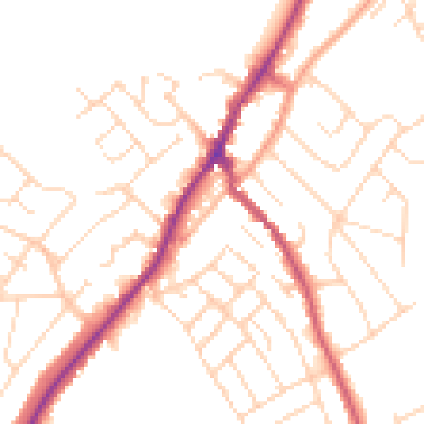 Daytime road noise heatmap for NG20 0AA