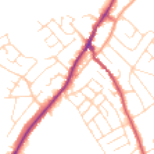 Daytime road noise heatmap for NG20 0AB