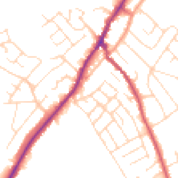 Daytime road noise heatmap for NG20 0AD