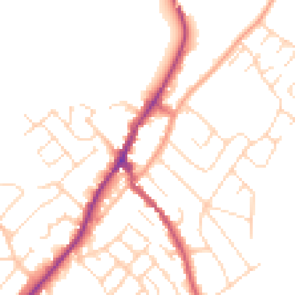 Daytime road noise heatmap for NG20 0AF